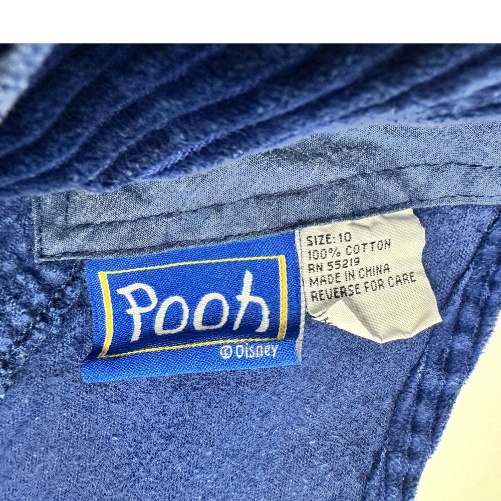 Disney Winnie the Pooh Vintage 80s 90s Blue Corduroy Overalls Kids Bibs 10 - Picture 10 of 13